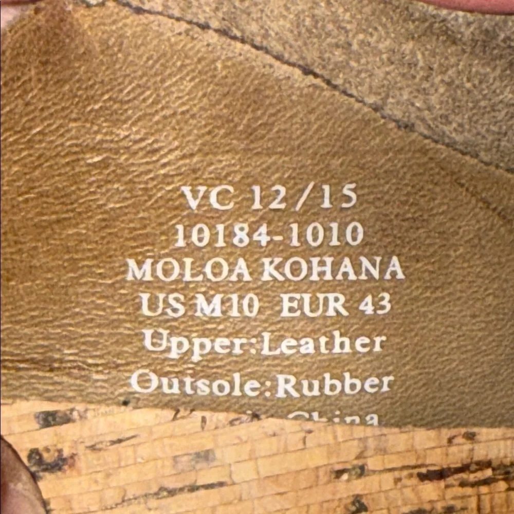 OluKai Moloa Kahana Light Brown Perforated Leather Slip On Loafers
